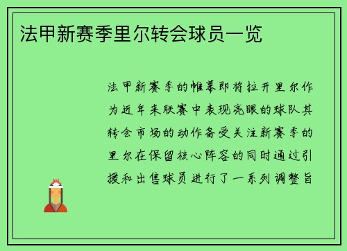 法甲新赛季里尔转会球员一览