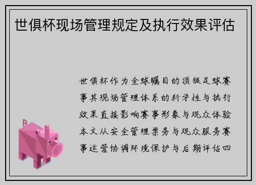世俱杯现场管理规定及执行效果评估